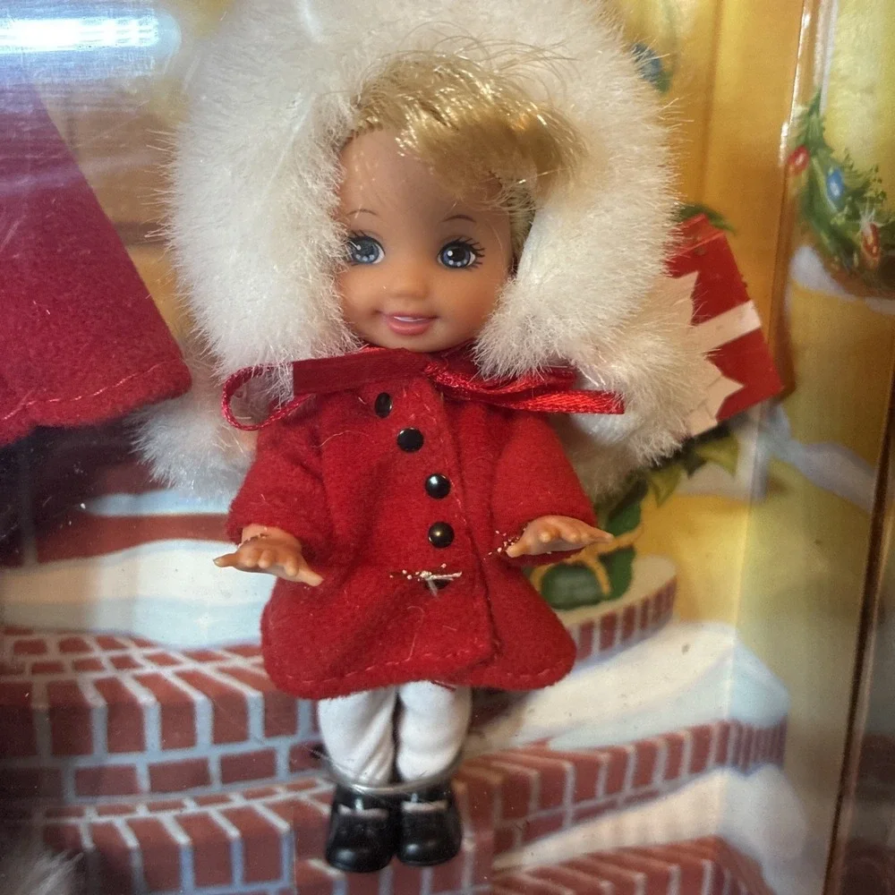 Barbie Holiday Sisters Kelly & Stacie 1999 3-Doll Set Red Santa  New NICE!
